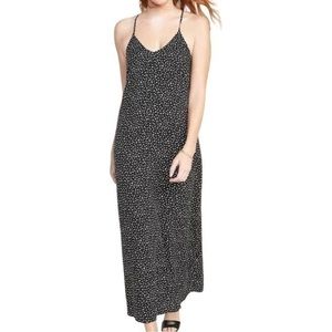 Old Navy Women’s Black White Polka Dot V Neck Sleeveless Maxi Shift Dress